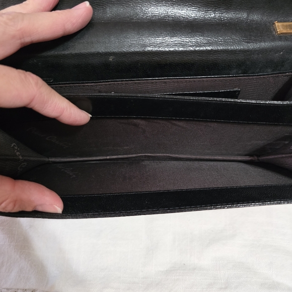 Pierre Cardin Vintage Black Patent Leather Clutch Shoulder Bag Goldtone Chain - Picture 9 of 10